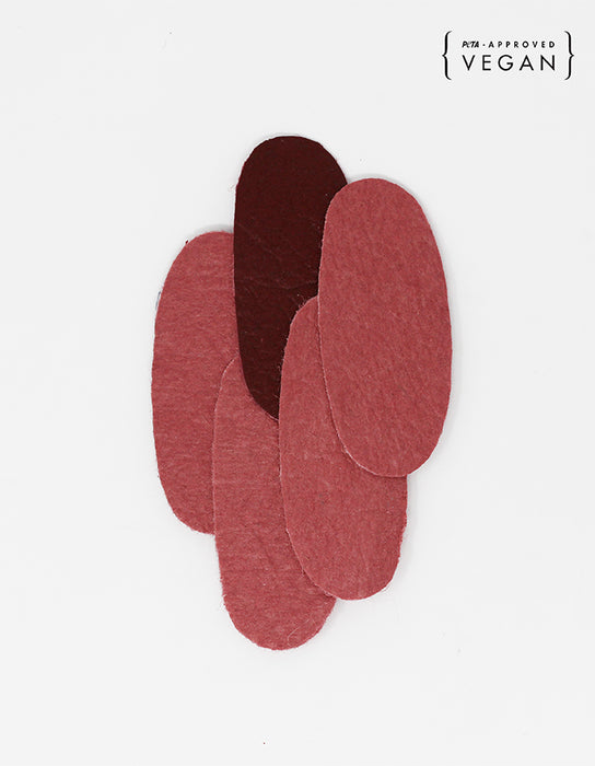 Pieces - Assymetrical Pin - Pink & Bordeaux Pinatex