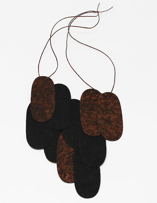 Pieces Assymmetrical M - Dark Brown & Black Cork